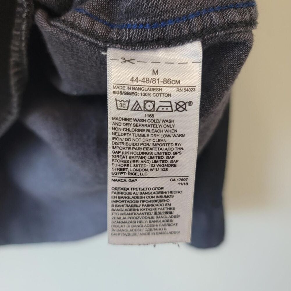 Gap Black Denim Button Down Shirt Long Sleeve Size M - Picture 6 of 8